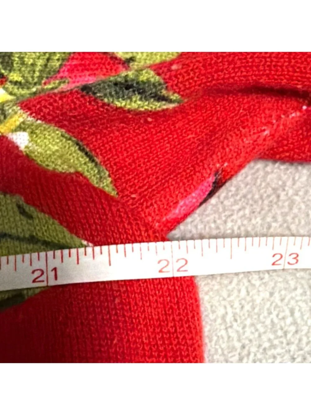 Christopher & Banks Red Floral & Lemon Print Short sleeve sweater Womens Size XL